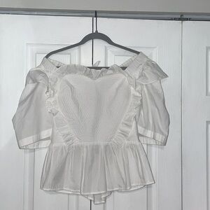 Sea New York Heidi Heart Quilt Open Back Top puff sleeve bow. Size 12